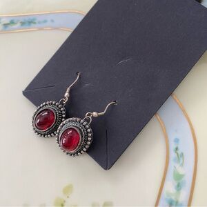 Vintage-Inspired Red Gemstone Earrings